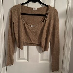 Aritzia Wilford Caridgan + Crop Top Knit Set
